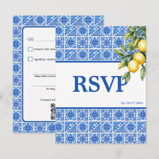 🌈 Song request + QR code Azul & Limone Romance RSVP Card