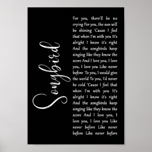 Songbird Black Script Song Lyric Wall Art Print