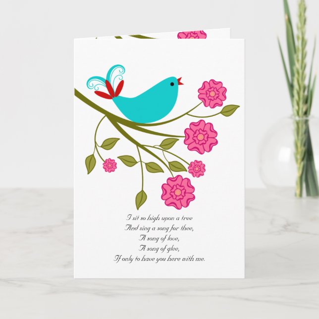 Songbird I Love You I Miss You Poetry Card (Front)