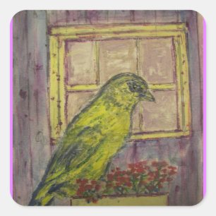 Songbird in Window Box Square Sticker