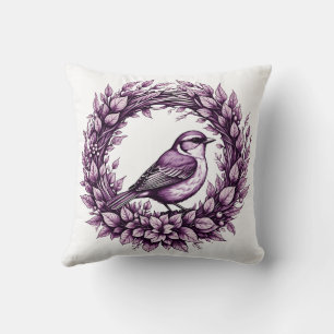 Songbird in wreath cushion