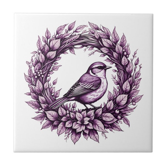 Songbird in wreath tile (Front)