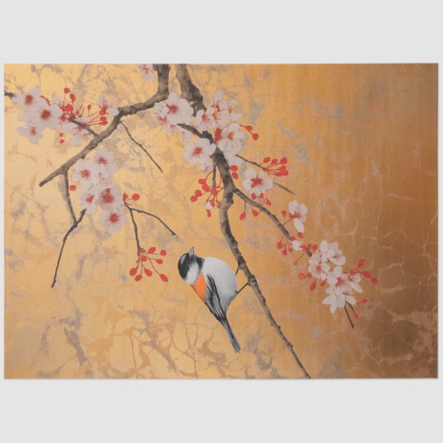 Songbird on Cherry Blossoms Tissue Paper (Front)