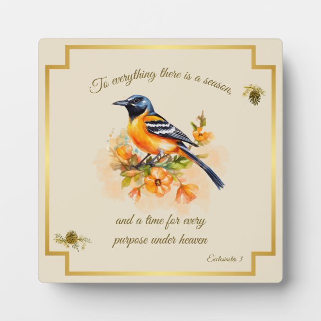 Songbird Oriole Plaque Ecclesiastes 3 (Front)