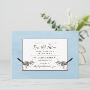 Songbird Pair Baby Shower   Blue Invitation