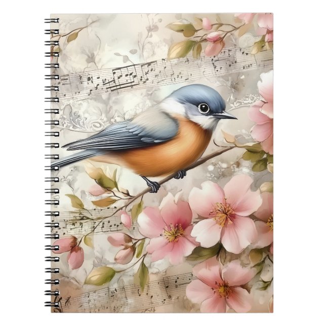 Songbird Pink Blossoms | Notebook (Front)