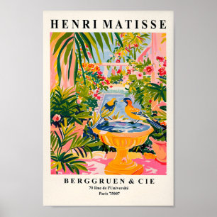 Songbirds In A Bird Bath, Matisse Art Print, Dopam Poster