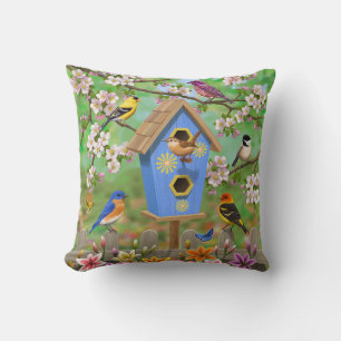 Songbirds Lily Garden Birdhouse Cushion