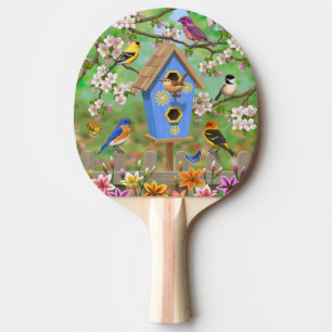 Songbirds Lily Garden Birdhouse Ping Pong Paddle