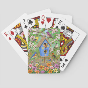 Songbirds Lily Garden Birdhouse Playing Cards