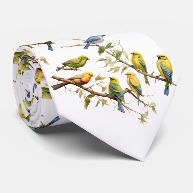 Songbirds On A Branch Tie (Rolled)