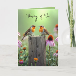 Songbirds On a Fence Post Thinking of You Card