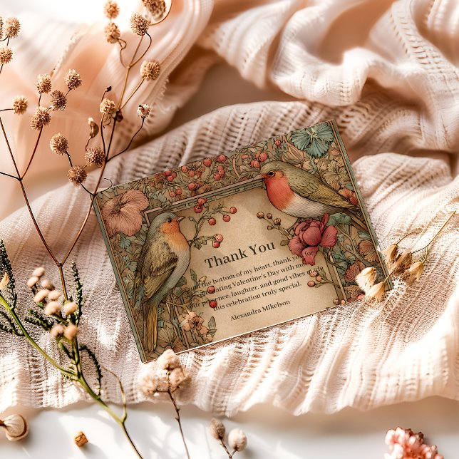 Songbirds & Roses Valentine Party Thank You Card (Creator Uploaded)