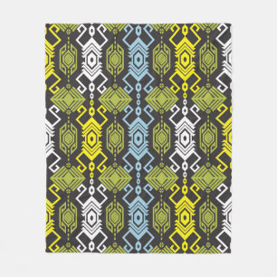Songket Tenun Geometric Seamless Pattern with Crea Fleece Blanket