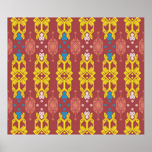 Songket Tenun Geometrik Seamless Pattern with Crea Poster