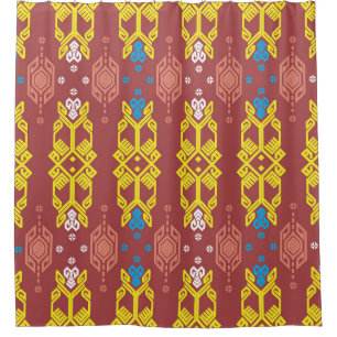 Songket Tenun Geometrik Seamless Pattern with Crea Shower Curtain