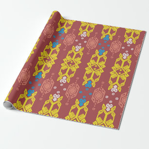 Songket Tenun Geometrik Seamless Pattern with Crea Wrapping Paper