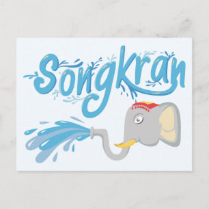 Songkran Elephant spraying water T-Shirt Postcard