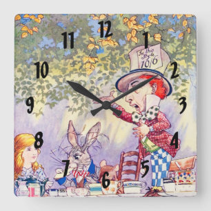 Songs From Alice: A Mad Tea Party Square Wall Clock