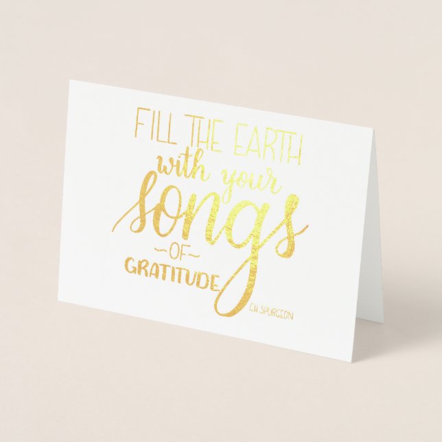 Songs of Gratitude, C.H. Spurgeon Quote, Christian Foil Card (Front)