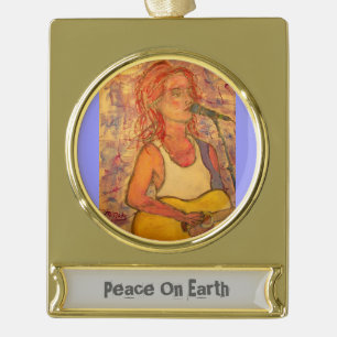 songstress art(peace on earth) gold plated banner ornament