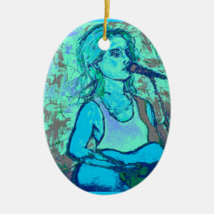 songstress screenprint look ceramic tree decoration