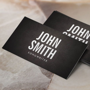 Songwriter Bold Text Classy Leather Business Card