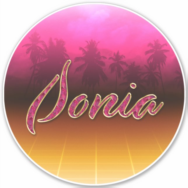 Sonia First name golden pink sticker (Front)