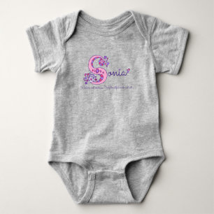 Sonia girls name & meaning S monogram baby romper Bodysuit