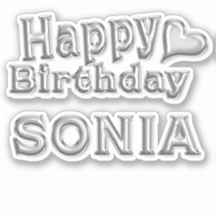 Sonia Happy Birthday silver Sticker