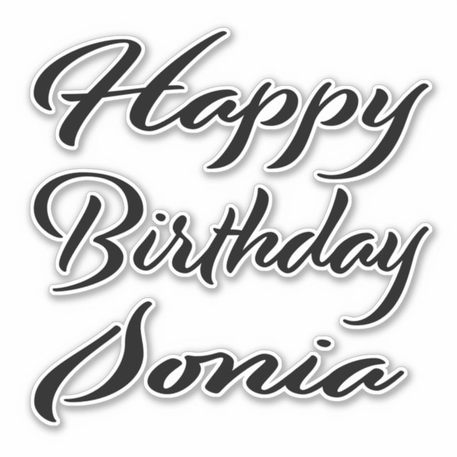 Sonia Name First name black Sticker Birthday (Front)