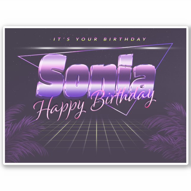 Sonia Name First name lila retro Sticker Birthday (Front)