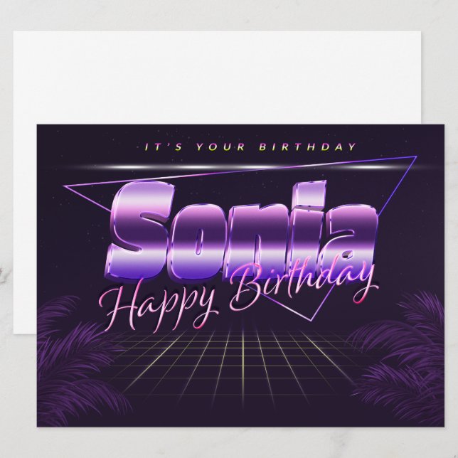 Sonia Name First name pura retro card Birthday (Front/Back)