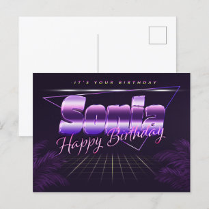 Sonia Name Vorname lila Postkarte Geburtstag Postcard