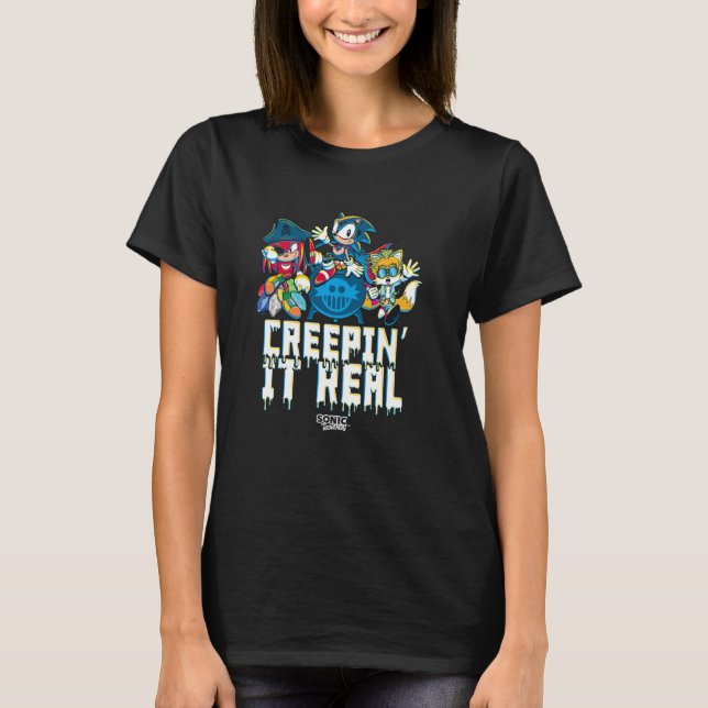 Sonic The Hedgehog Halloween Creepin It Real Chest T-Shirt (Front)
