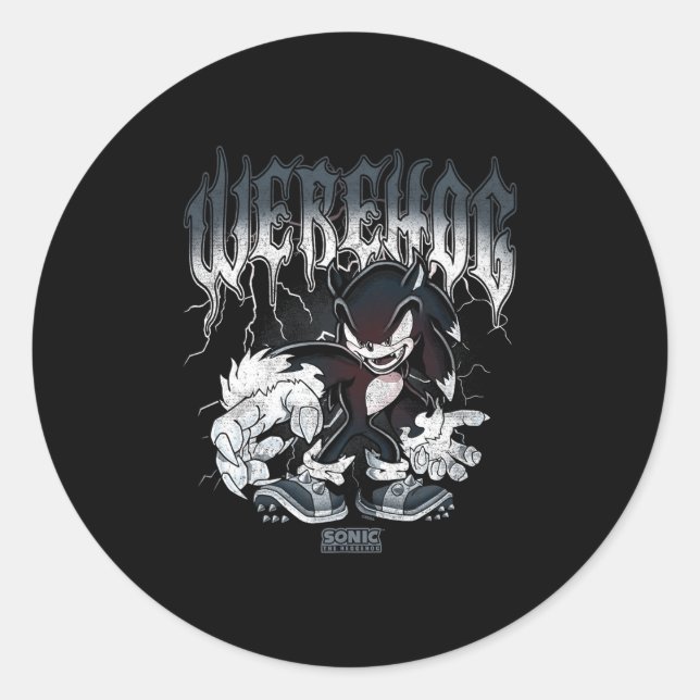 Sonic The Hedgehog Halloween Werehog Distressed St Classic Round Sticker (Front)