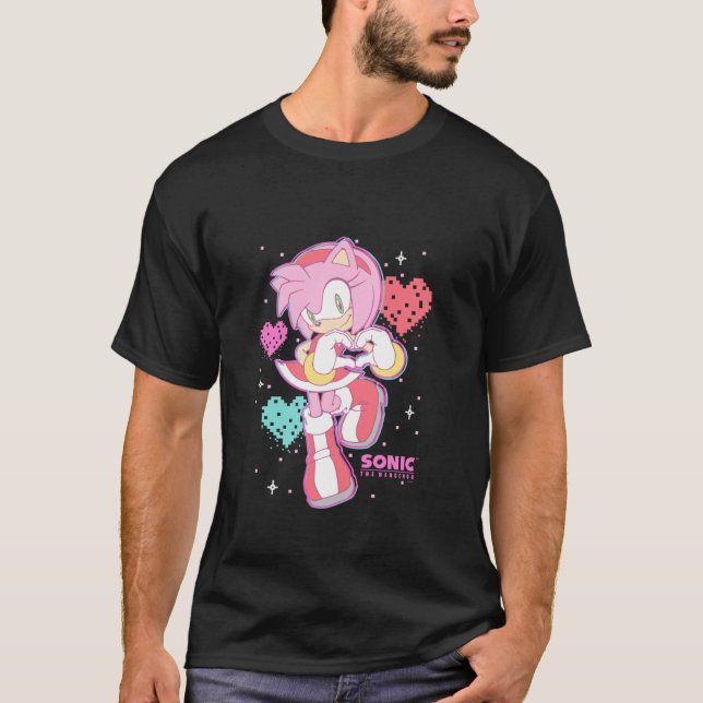 Sonic The Hedgehog Valentine s Day Cute Amy Rose R T-Shirt (Front)