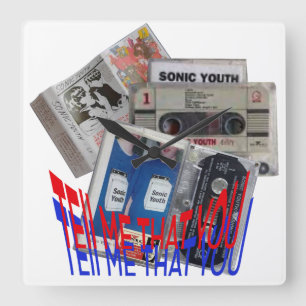 SONIC YOUTH CASSETTE TAPE cool art Square Wall Clock