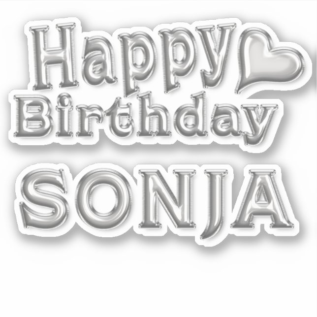 Sonja Happy Birthday silver Sticker (Front)