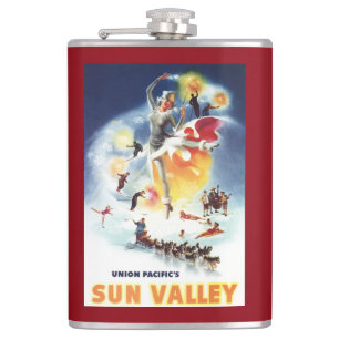 Sonja Henje Montage of Sun Valley Poster Hip Flask