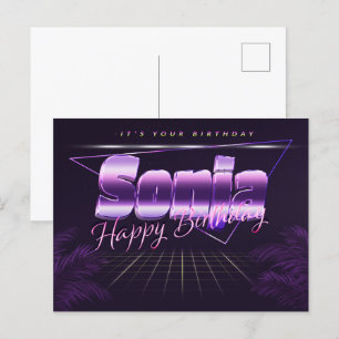 Sonja Name Vorname lila Postkarte Geburtstag Postcard