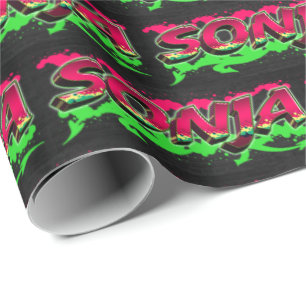 Sonja Vorname Name Graffiti red green Wrapping Paper
