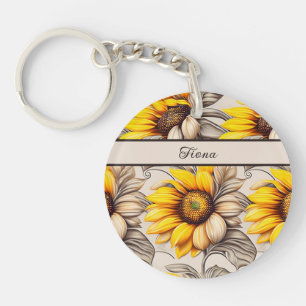 Sonnenblumen Aquarell Muster Key Ring
