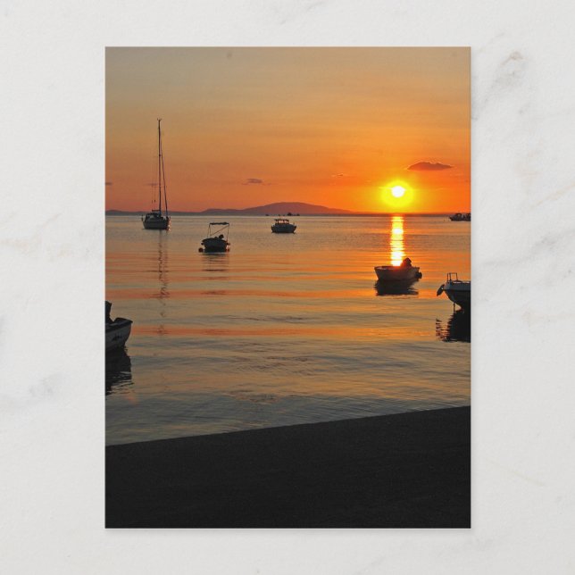 Sonnenuntergang am Hafen von Novalja n iKroatien Postcard (Front)