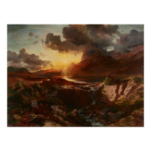 Sonnenuntergang am Hintersee in Berchtesgaden  Poster