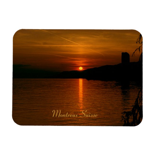 Sonnenuntergang Montreux Schweiz Flexi Magnet (Horizontal)