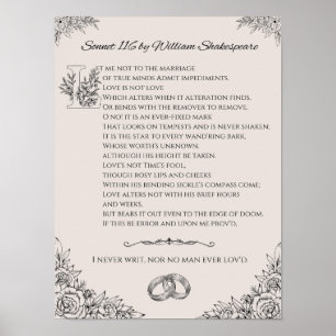 Sonnet 116 by William Shakespeare poster/wall art Poster