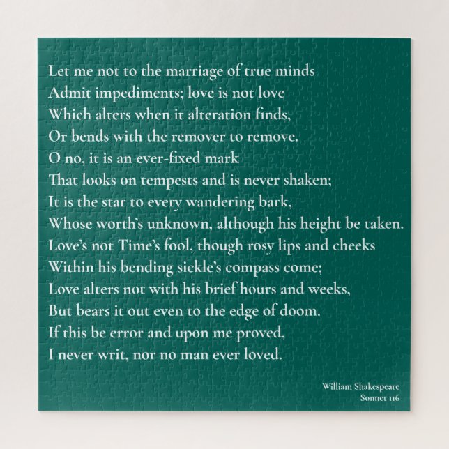 Sonnet 116Let me not to the marriage of true minds Jigsaw Puzzle (Vertical)