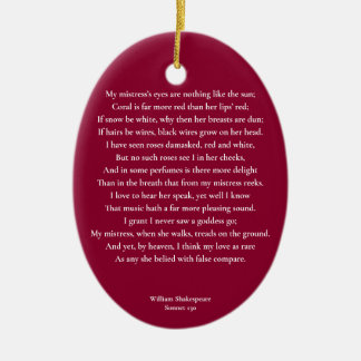 Sonnet 130 My mistress' eyes are nothing like Ceramic Tree Decoration