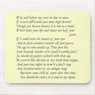 Sonnet # 17 by William Shakespeare Mouse Mat